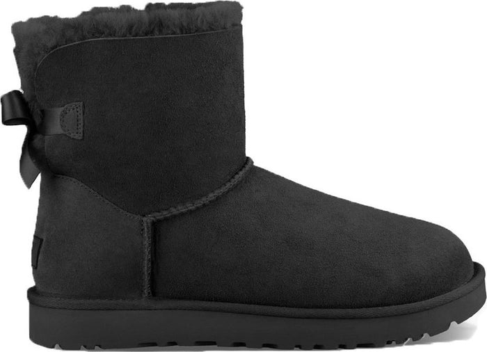 Bailey Bow Mini II Suede Γυναικεία Μποτάκια με Γούνα Μαύρα