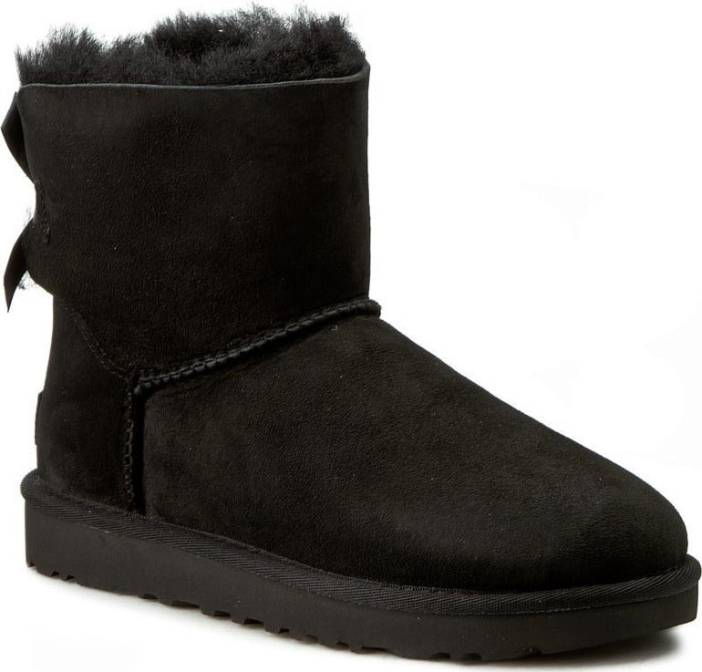 Bailey Bow Mini II Suede Γυναικεία Μποτάκια με Γούνα Μαύρα