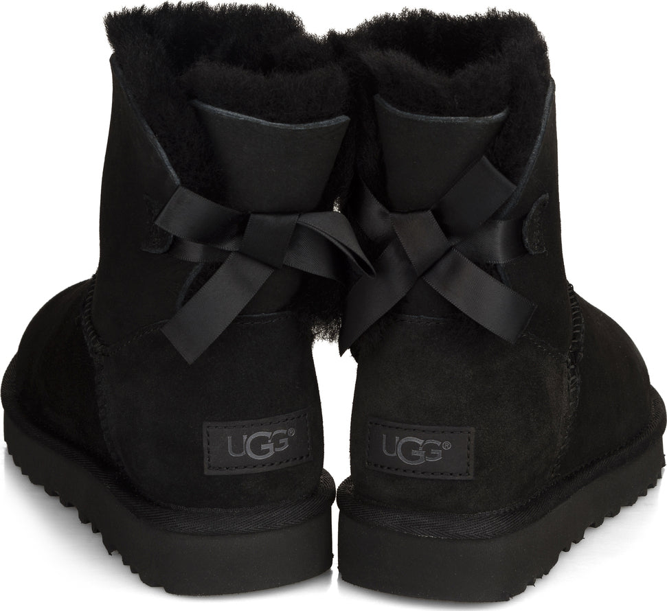 Bailey Bow Mini II Suede Γυναικεία Μποτάκια με Γούνα Μαύρα