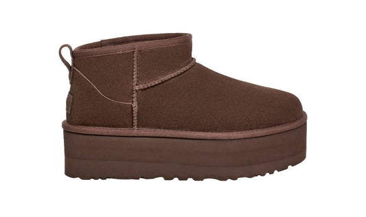 Classic Ultra Mini Platform Suede Γυναικεία Μποτάκια με Γούνα Chocolate Brown