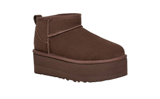 Classic Ultra Mini Platform Suede Γυναικεία Μποτάκια με Γούνα Chocolate Brown
