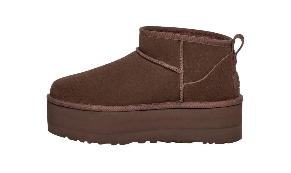 Classic Ultra Mini Platform Suede Γυναικεία Μποτάκια με Γούνα Chocolate Brown