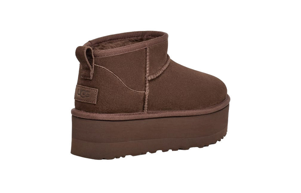 Classic Ultra Mini Platform Suede Γυναικεία Μποτάκια με Γούνα Chocolate Brown