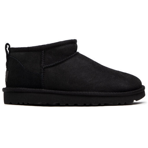 Classic Ultra Mini Suede Γυναικεία Μποτάκια με Γούνα Μαύρα