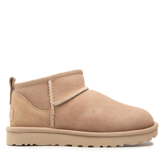 Classic Ultra Mini Suede Γυναικεία Μποτάκια με Γούνα Sand