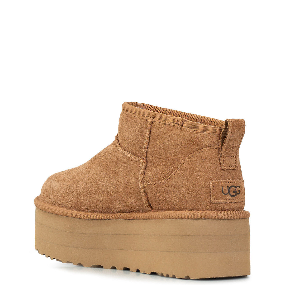 Classic Ultra Mini Platform Suede Γυναικεία Μποτάκια με Γούνα Chestnut