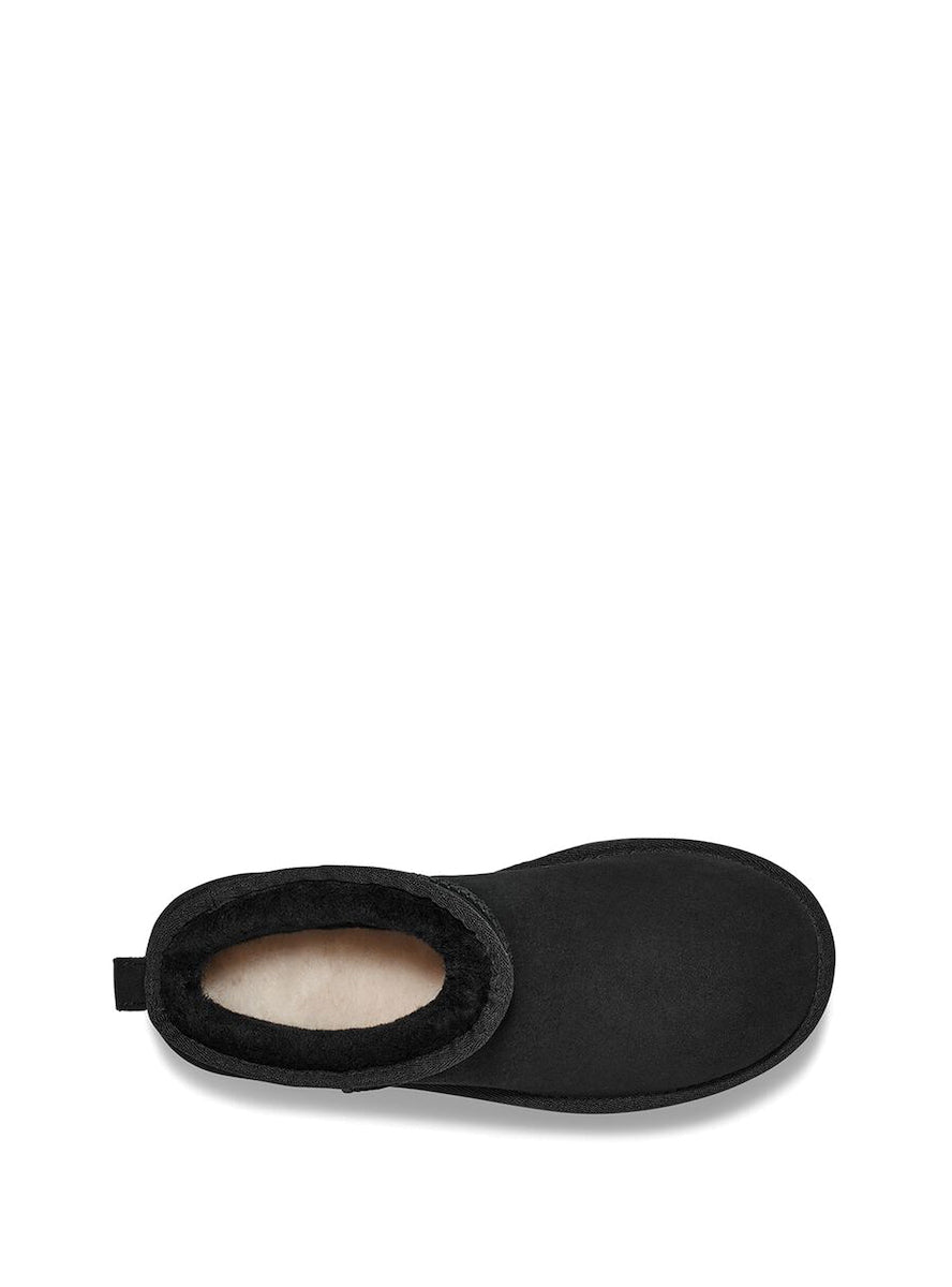 Classic Ultra Mini Platform Suede Γυναικεία Μποτάκια με Γούνα Μαύρα