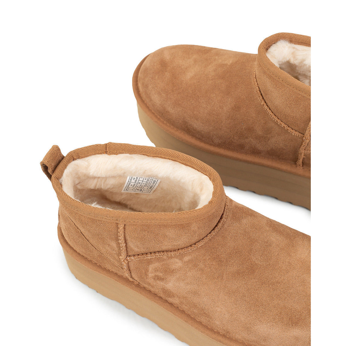 Classic Ultra Mini Platform Suede Γυναικεία Μποτάκια με Γούνα Chestnut