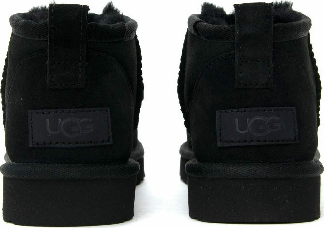 Classic Ultra Mini Suede Γυναικεία Μποτάκια με Γούνα Μαύρα