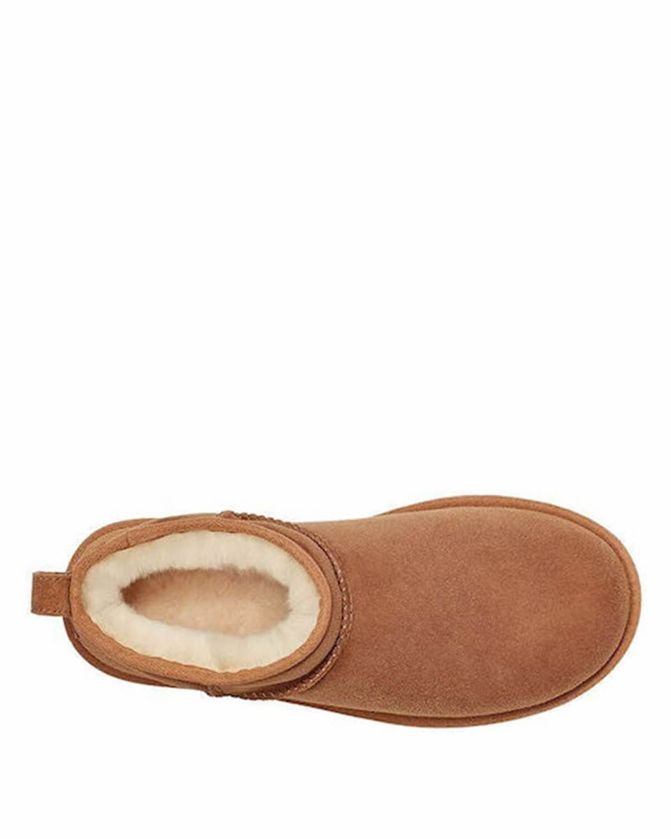 Classic Ultra Mini Suede Γυναικεία Μποτάκια με Γούνα Chestnut
