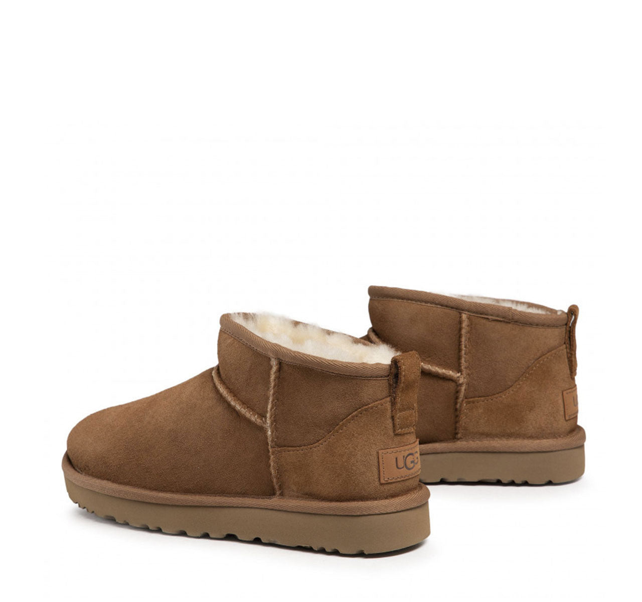 Classic Ultra Mini Suede Γυναικεία Μποτάκια με Γούνα Chestnut
