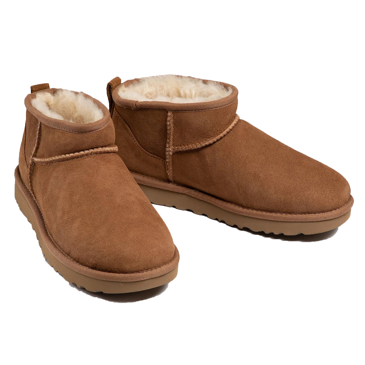 Classic Ultra Mini Suede Γυναικεία Μποτάκια με Γούνα Chestnut
