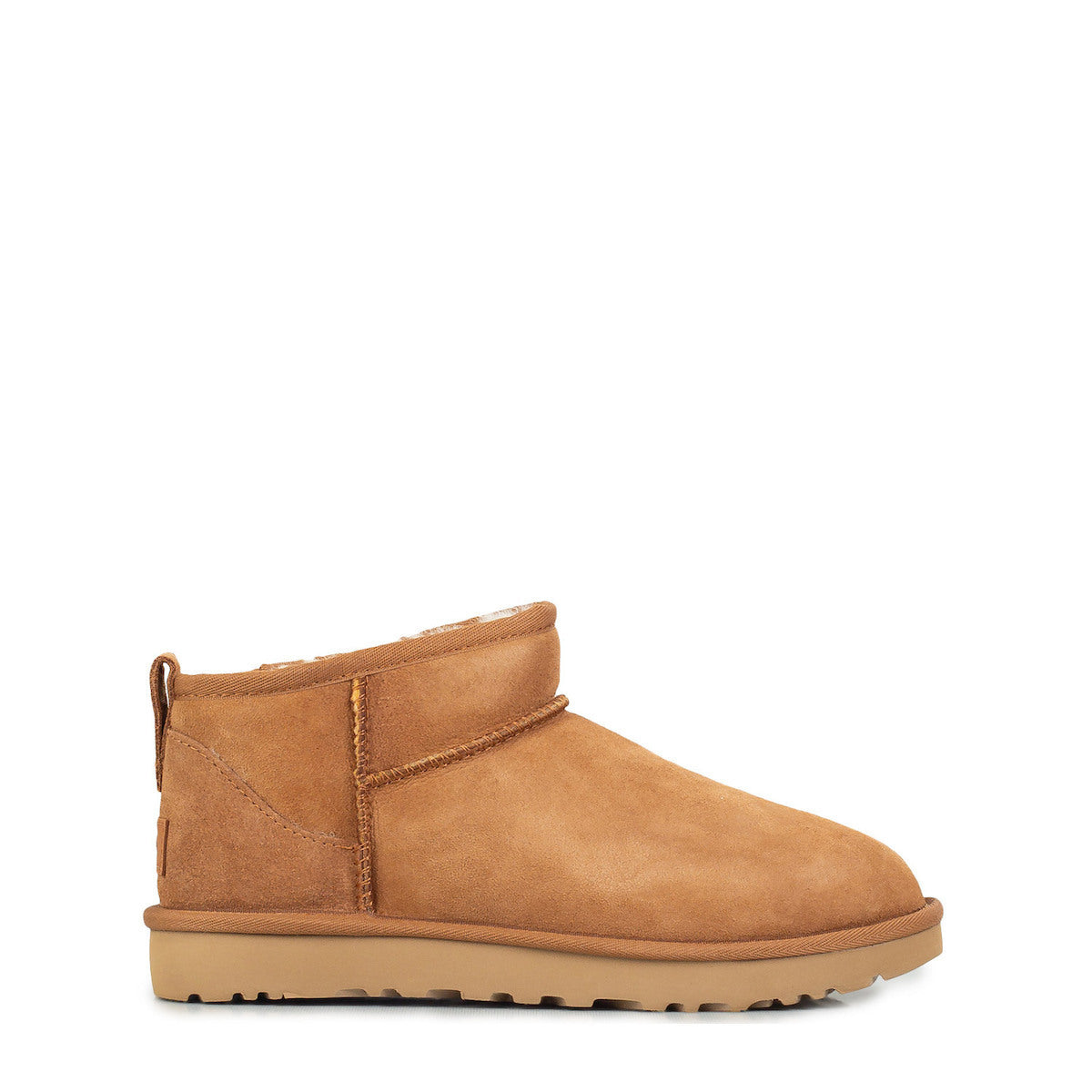 Classic Ultra Mini Suede Γυναικεία Μποτάκια με Γούνα Chestnut