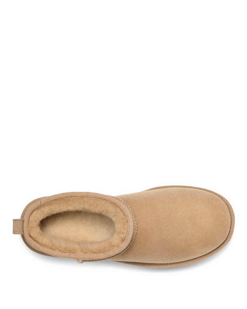 Classic Ultra Mini Suede Γυναικεία Μποτάκια με Γούνα Sand