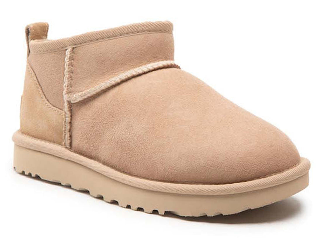 Classic Ultra Mini Suede Γυναικεία Μποτάκια με Γούνα Sand