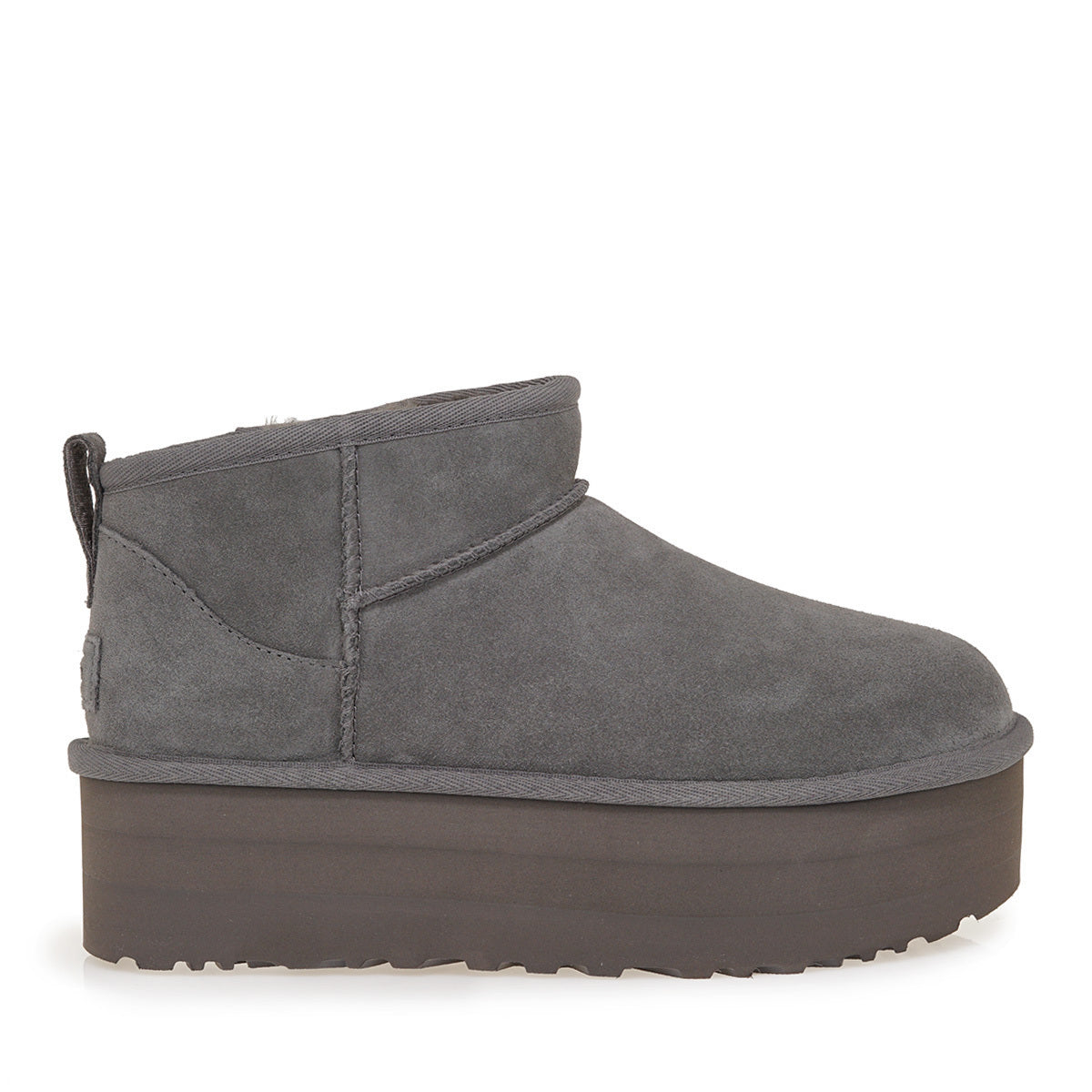Classic Ultra Mini Platform Δερμάτινα Γυναικεία Μποτάκια Γκρι